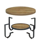 Eleganter runder Couchtisch mit Ablage – Gebogener Stahlrahmen – Ø80 cm
