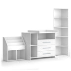 Vicco Oskar Kinderzimmer Set mit Wickelkommode & Spielzeugregal – Umbaubare Babyzimmer Möbel Weiß