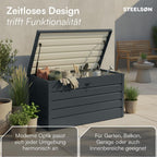 STEELSØN Gartenbox Dorado Metall Anthrazit wasserdicht abschließbar Auflagenbox mit Deckel Outdoor Aufbewahrungsbox