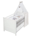 roba Babybett Set 70x140 mit Matratze, Bettwäsche & Himmel, Umbaubar zum Juniorbett