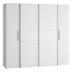 Forte Kalixtus Kleiderschrank mit Schwebetüren – Moderner 4-türiger Kleiderschrank aus Holzwerkstoff mit Kleiderstange & Einlegeböden