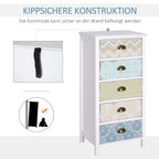 Vintage Kommode mit Gemusterten Fronten – 5 Schubladen