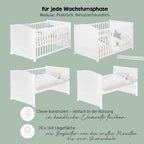 roba Babybett Set 70x140 mit Matratze, Bettwäsche & Himmel, Umbaubar zum Juniorbett