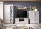 Stella Trading ROMANCE Wohnwand Wohnzimmer Set Sibiu Lärche & Eiche San Remo, Landhaus Möbel mit Stauraum & LED
