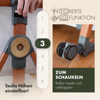 KUNU Babybett Beistellbett 3in1 mit Rollen Beige höhenverstellbar