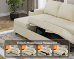 Devoko Ecksofa mit Schlaffunktion L-Form Schlafsofa mit Bettkasten Velours 3-Sitzer
