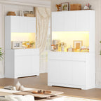 FirFurd Küchenschrank Buffetschrank Weiß 180x100x38,5 cm mit LED, Steckdose, Arbeitsplatte, Sideboard mit Türen & Schubladen