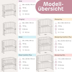 babybay Original Beistellbett aus massivem Buchenholz mit Matratze – Höhenverstellbares mitwachsendes Babybett