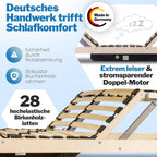 RehaSleep Elektrischer Lattenrost Komfort 28 Leisten Birkenholz verstellbar 7 Zonen ergonomisch Naturholz