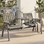 Gartenbank aus Massivholz mit integriertem Tisch – 2-Sitzer – 152 cm – Grau
