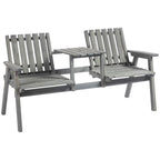 Gartenbank aus Massivholz mit integriertem Tisch – 2-Sitzer – 152 cm – Grau
