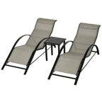 Elegantes 3-teiliges Lounge-Set – 2 ergonomische S-förmige Sonnenliegen mit Beistelltisch