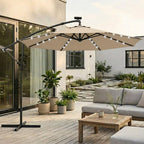 Ampelschirm 3×3 m mit Integrierter LED-Beleuchtung – 360° Verstellbar für Terrasse & Garten
