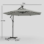 Ampelschirm 3×3 m mit Integrierter LED-Beleuchtung – 360° Verstellbar für Terrasse & Garten