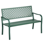 Stilvolle 2-Sitzer Gartenbank aus Metall – Wetterfestes Design – 127 cm – Dunkelgrün