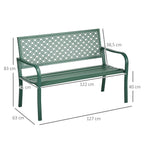 Stilvolle 2-Sitzer Gartenbank aus Metall – Wetterfestes Design – 127 cm – Dunkelgrün