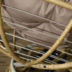 Rattan-Loungeset mit 2 drehbaren Sesseln, Tisch und dicken Polstern – 360°-Funktion