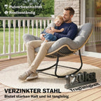 Großer Schaukelnder Lounge-Sessel aus Polyrattan – Dickes Kissen – für Innen und Außen