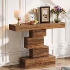 Rustikaler Konsolentisch im geometrischen Design – Dunkelbraun - 108 cm