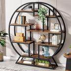 Einzigartiges rundes Regal aus Holz und Metall – 158 cm hoch – Industriestil