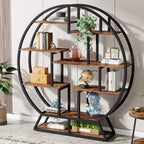 Einzigartiges rundes Regal aus Holz und Metall – 158 cm hoch – Industriestil