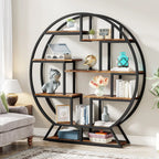 Einzigartiges rundes Regal aus Holz und Metall – 158 cm hoch – Industriestil