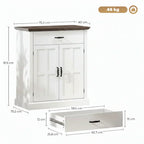 Rustik Kommode mit 2 Türen und 1 Schublade – Weiß & Dunkelbraun – 75,2 × 91,5 cm