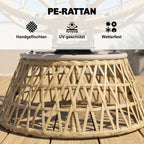 Rattan-Loungeset mit 2 drehbaren Sesseln, Tisch und dicken Polstern – 360°-Funktion
